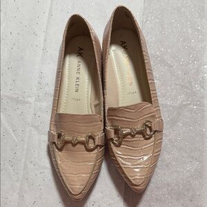 Anne Klein Croc-Embossed Nude Loafers